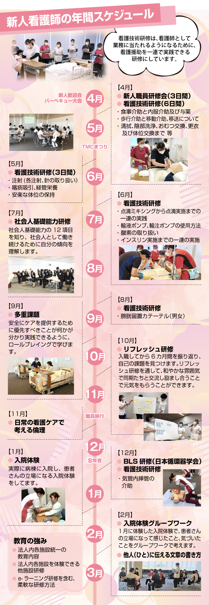 新人研修の年間スケジュール